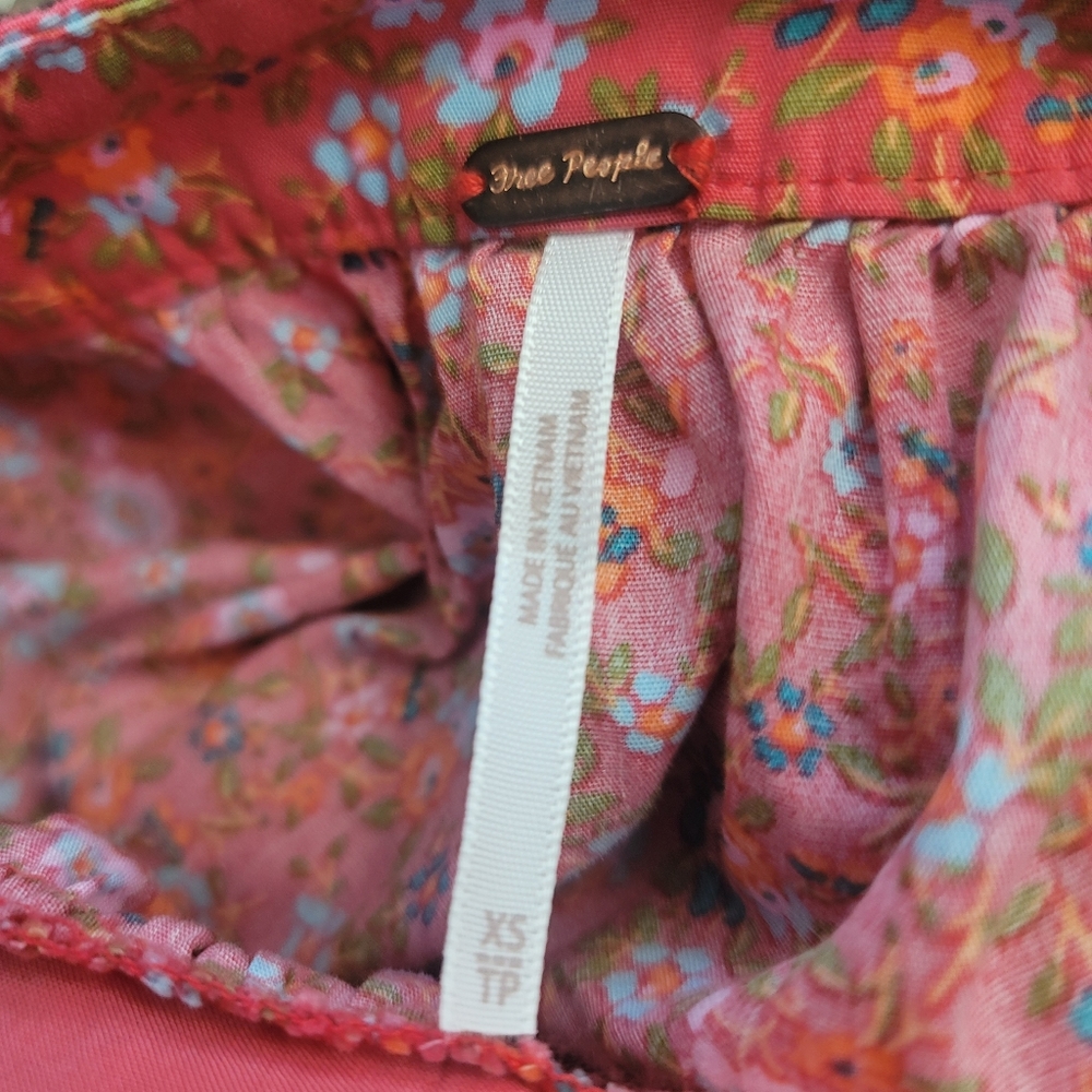 Free People Floral Print Petunia Poppy Combo Texture Piecing Front Scoop Crissc - Picture 11 of 16